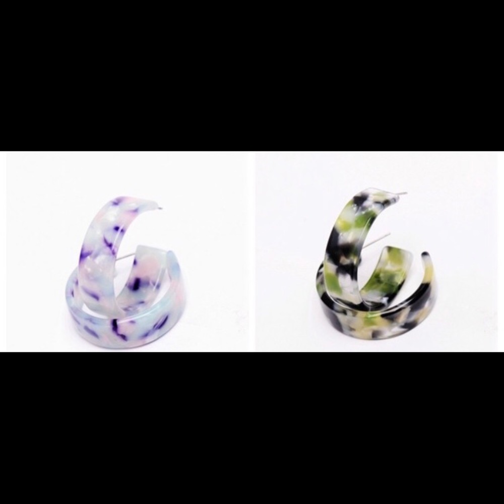 Multicolored hoop earrings.